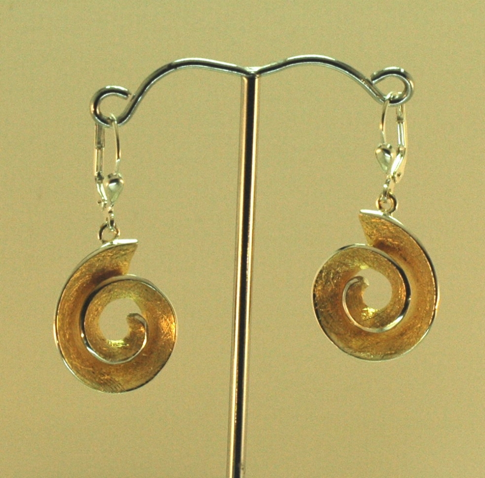 Silber-Ohrringe vergoldet Spiraldesign